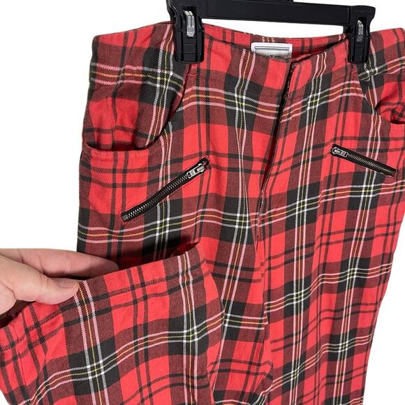 RVCA x STELLA MAXWELL Ramone Red Plaid Midrise Pant size 28 - Picture 5 of 7